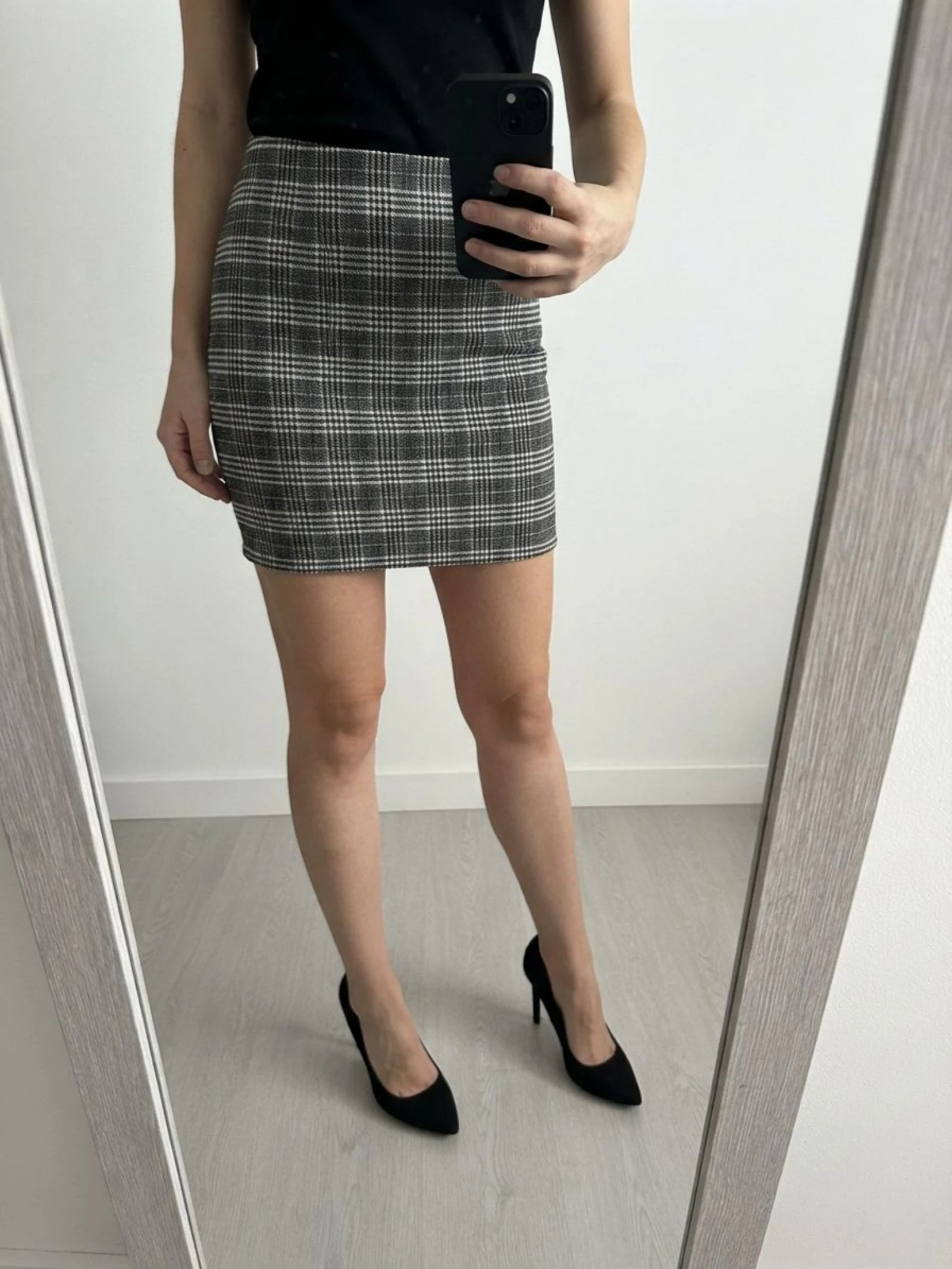 Mini falda estampado cuadros Grey Glen Plaid Bodycon Mini Skirt S